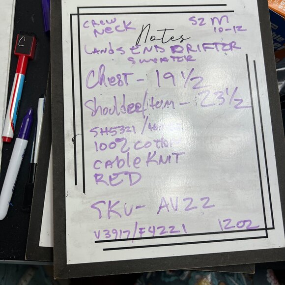 Lands End women’s Drifter Red Cable Knit Sweater Size M petite (10-12) Crew Neck - Picture 10 of 10